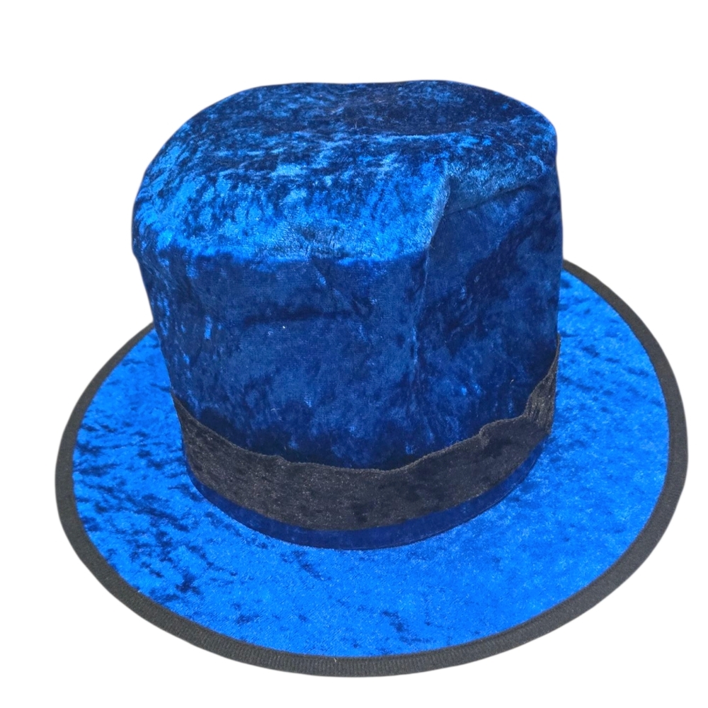 Blue Velvet Top Crush Hat Magician Vampire Steampunk Snowman  Halloween 12" NWT